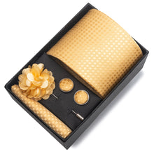 Top Grade Fashion 8 cm Wide Tie Sets Blue Stripe Men's Gravata Handkerchief Cufflink Box Fit Group Workplace Wedding Tie