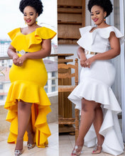 CM.YAYA Women Boho Elegant Ruffles Short Sleeve Irregular Long Maxi Dress 2024 OL High Split Chic Party Evening Street Dresses