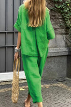 2025 Summer New Women's 2-piece Plus-size Cotton And Linen Shirt + High-waisted Pant Suit 2 Piece Sets Womens Outfits