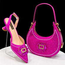 2025 Nigerian Women's Party Shoes and Bags Medium Heel Pointed Toe Elegant Party Footwear With Matching Color Handbag for Women