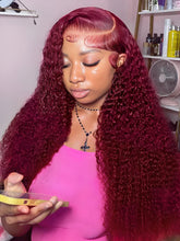 30 36 Inch 250% 13x4 HD Lace Frontal Wig Kinky Curly 99J Burgund Red Wine Brazilian Water Wave Hd Lace Human Hair Wigs Glueless