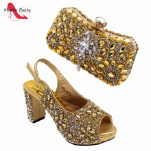 2024 Fashion New Arrivals INS Hot Sale Full Crystal Shinning Shoes and Bag Set for Dress in Red Color Sandals Christmas Party