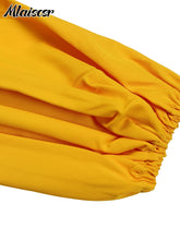 Mlaiscsr Elegant Evening Wedding Guest Party Yellow Pleated Dress Woman O Neck Long Sleeve Belt Waisted Birthday Dinner Vestidos