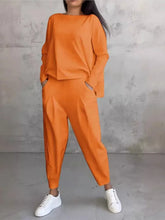 Spring Autumn Solid Women's Sports Set New Fashion Long Sleeve Irregular Loose Top Harem Pants Two Piece Set For Women Outfits