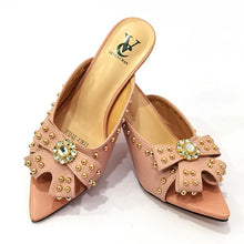 2022 Rivet Style  Women Shoes and Bag to Match in Color matching High Quality Nigerian Design Matching Shoes and Bag