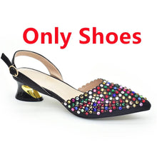 Italian Shoes with Matching Bags Set Decorated with Rhinestone African Shoes for Women Mid Heels Party Pumps  Plus Size Heels 43