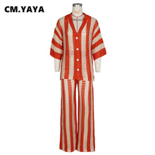 CM.YAYA Knit Ribbon Women's Set Short Sleeve Shirts and Wide Leg Pants 2024 Summer Beach Two 2 Piece Sets Outfits Tracksuit