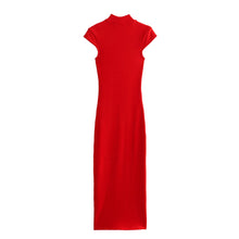 2024 Spring and Summer New Sweet and Spicy Slim Fit Waist Slimming Half Tall Collar Long Knitted Dress Straight Barrel Skirt