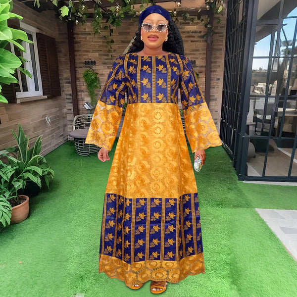 H&D African Dresses For Women Bazin Riche Tradition Embroidery Dress Wedding Robe Clothes Party Gowns Skirt 2024