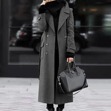 Women's Woollen Double-breasted Mid-calf Long Sleeves Jacket