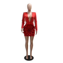 BWQ Women Rose Floral Applique Long Sleeve Bodycon Mini Midi Dress Winter V-neck Club Sexy Party Evening Dresses Vestidos 2025