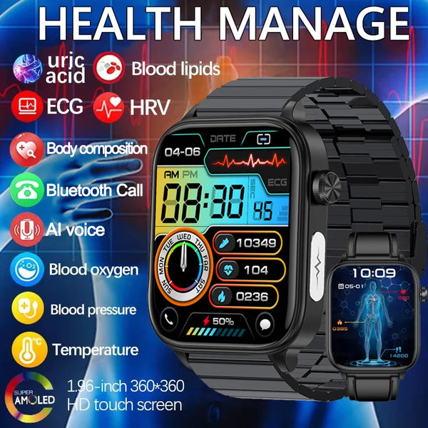 New AI Smart Watch for Men with ECG+PPG And Bluetooth Call
