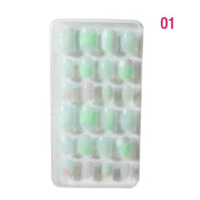 24Pcs/Set Kids Candy Flower Cute Fake Nails Detachable Full Cover False Nails Press On Nails Children Girls Nail Decoration Gift
