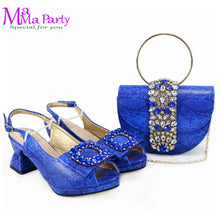 2025 Autumn New Design Specials Italian Women Shoes and Bag Set Comfortable Mid Heels With Rhinestone in Yellow Color