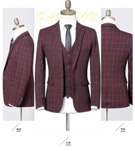Suit M-5XL (Blazer + Vest + Trousers) Italian Style Fashion Business Elegant Gentleman Plaid Slim Casual Formal Suit 3-piece
