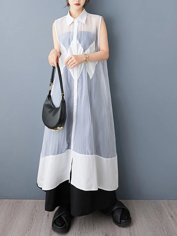 NYFS 2025 Summer New Loose plus Size Organya splicing sleeveless Shirt Dress Robe Elbise Korean Style Women Dress