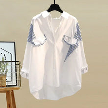 2025 Women Spring Summer New Striped Long Sleeve Shirt+Vest+Jeans 3-Piece Suit Korean Elegant Cardigan Denim Pants Matching Set