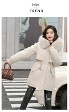 Women's Long Fashionable Hooded Winter Fur Collar Jacket