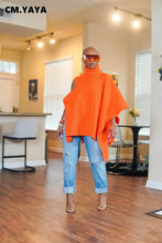 CM.YAYA Elegant Women Winter 2025 Streetwear One Long Sleeve Asymmetrical Turtleneck INS Pullovers Sweater Casual Tops