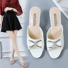 Summer Female Sandals Women Slippers Sexy Open Toe Fish Mouth Slippers  Ladies Rhinestone Bowknot Slides Shoes Plus Size 42