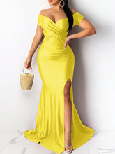 New In Dresses V-neck Dress High Slit Solid Color Elegant Long Maxi Dresses Wedding Bridesmaid Club Party Dresses Female