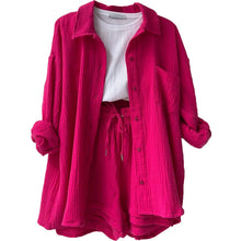 Women's Short Sets 2 Pcs Sale Grass Green Loose Button Cardigan Blouse Coats & Drawstring Wide Leg Loose Short Pant Suits