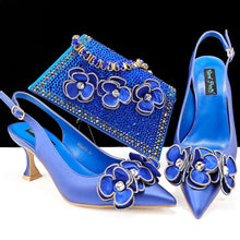 Party Shoes And Bag Ladies Heel Decoration Pure Elegant Flower Wedding Shoes And Bag Full rhinestone Fashion Handbag