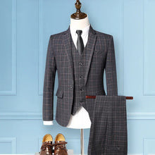 Suit M-5XL (Blazer + Vest + Trousers) Italian Style Fashion Business Elegant Gentleman Plaid Slim Casual Formal Suit 3-piece