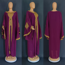 Two Piece Set Dress African Dresses for Women 2023 Traditional Gold Embroidery Clothing Islam Kaftan Abaya Musulman Robe Femme