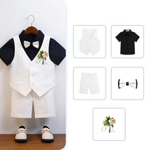 Children Green White Baptism Photography Suit Kids Vest Shirt Shorts Bowtie Ceremony Costume Boys Breathable Wedding Dress