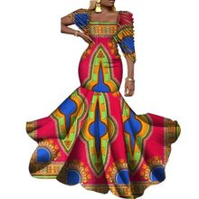 African Dresses for Women Wedding Party Elegant Lady Wax Print Plus Size Long Clothing Vestido KG920