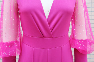 Ladies Elegant Office Jumpsuit Romper For Women 2023 High Waist Wedding Overalls Sequins Bodycon Long Sleeve Party Jumpsuit Club