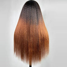 Yaki 26 inch 180Density Soft Long Ombre Blonde Kinky Straight Lace Front Wig For Women With BabyHair Preplucked Natural Hairline