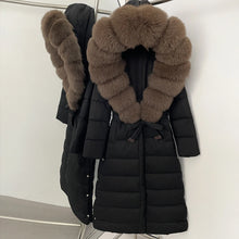 Real Fox Fur Collar Puffer Jacket Duck Down Thuck Coat For Women