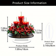 Acrylic Christmas Candle Centerpiece with Red Poinsettia - Perfect for Home, Office, Cafe & Living Room Decor | Ideal Holiday Gift & Housewarming Present