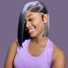 Transparent Straight Bob 13x4 Lace Frontal Wig Peruvian Highlight Yellow Pink Blue Colored Short Bob Human Hair Wig For Women
