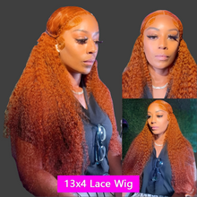 Ginger Orange Deep Wave Frontal Wig Transparent 13x6 Hd Front Human Hair Wigs Curly Hair 13x4 Lace Frontal Wig Colored