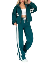 Women's S Spring Autumn New Striped Zipper Tracksuit