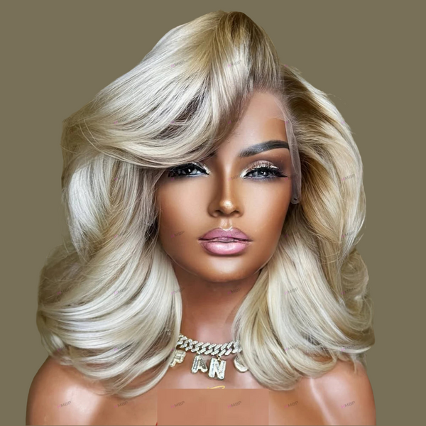 Preplucked Brazilian Hair Body Wave Rooted Colour 13×4 HD Lace Frontal Wig Glueless Lace Wig Human Hair Ready To Go For Women