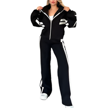 Women's S Spring Autumn New Striped Zipper Tracksuit
