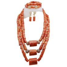 Double Layeres Original Coral Nigerian Wedding Beads Jewelry Set Women Coral Costume Necklace Set