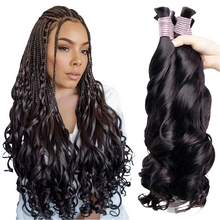 100g Human Hair Bulk for Braiding French Curls Boho Braids Loose Wave Romance Bouncy Curl Hair Bulk Extension 16-26 inch Bobbi