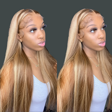 Highlight Wig Human Hair Bone Straight Blond Ombre HD Lace Wig 13x4 13x6 Colored Human Hair Frontal Wig Brazilian Wigs For Women