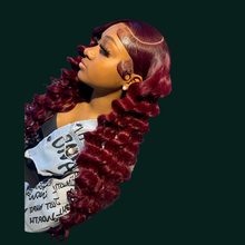 Dark Red Loose Deep Wave 13X6 13X4 Lace Front Wigs Human Hair Transparent  200% Density 100％ Human Hair Wigs For Women
