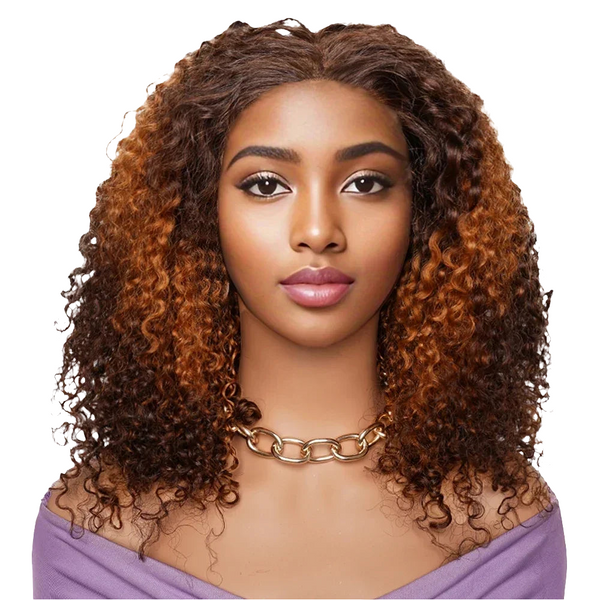 Double Drawn 300 Density Pixie Curl 13x4 Lace Front Wig Brown Ginger Human Hair Wig For Women Pre-Plucked Transparent Lace Front Human Hair Wig