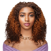 Double Drawn 300 Density Pixie Curl 13x4 Lace Front Wig Brown Ginger Human Hair Wig For Women Pre-Plucked Transparent Lace Front Human Hair Wig