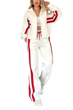 Women's S Spring Autumn New Striped Zipper Tracksuit