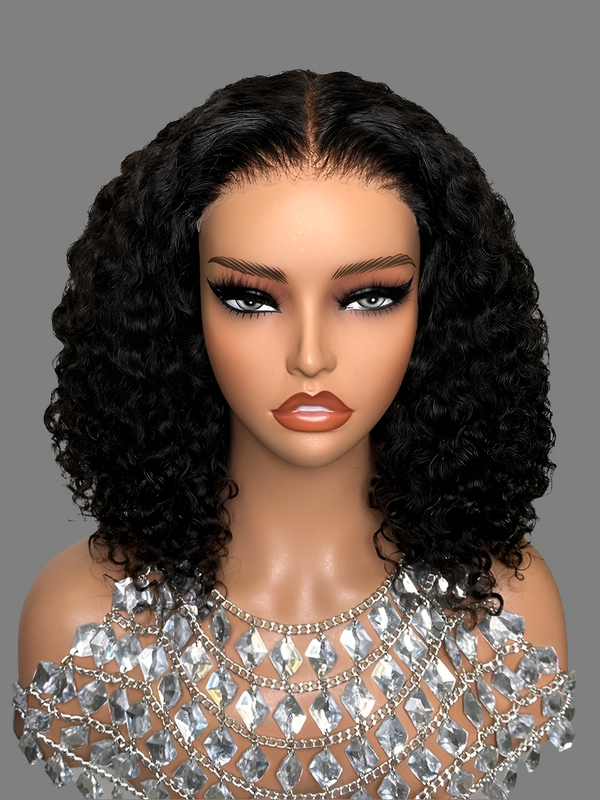 Glueless Curly Wave 6x6 Lace Closure Bob Wig Brazilian Human Hair Lace Wigs Wear and Go Hair Bleached Knots Double Drawn