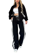 Women's S Spring Autumn New Striped Zipper Tracksuit