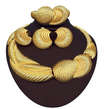 Luxury 18K Gold Plated Big Jewelry Set Large Necklace Chunky Bangle Bracelet Moon Shape Piercing Earring Ring Women Wedding Gift